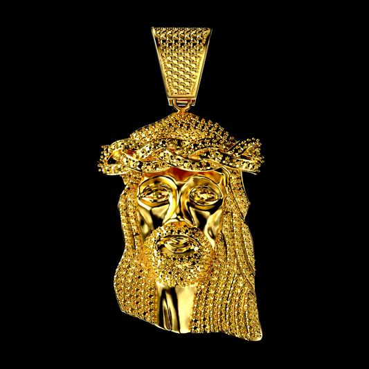 Solid Gold XL Nazareth Stoneless Jesus Piece