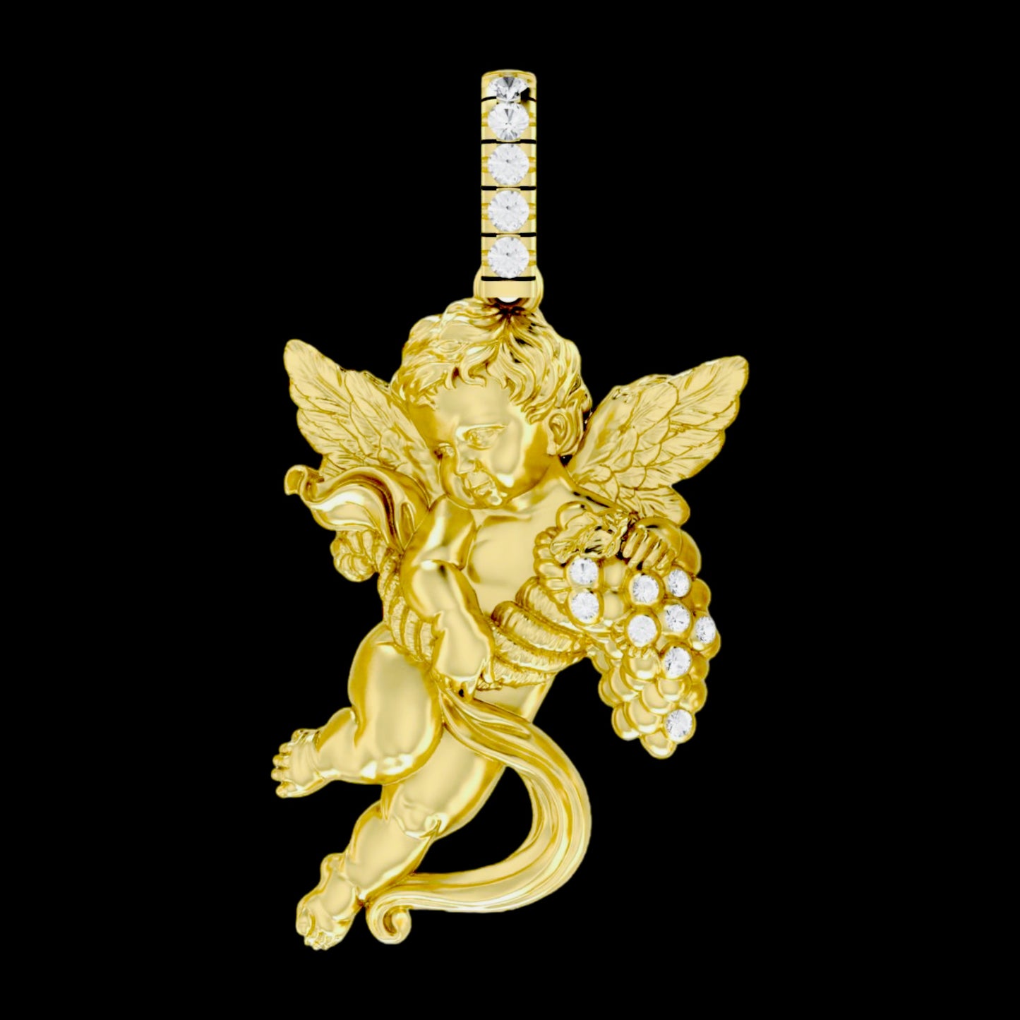 Solid Gold Cherub Angel Pendant Left