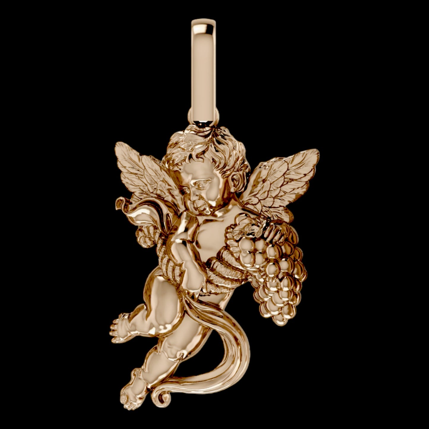 Solid Gold Cherub Angel Pendant Left