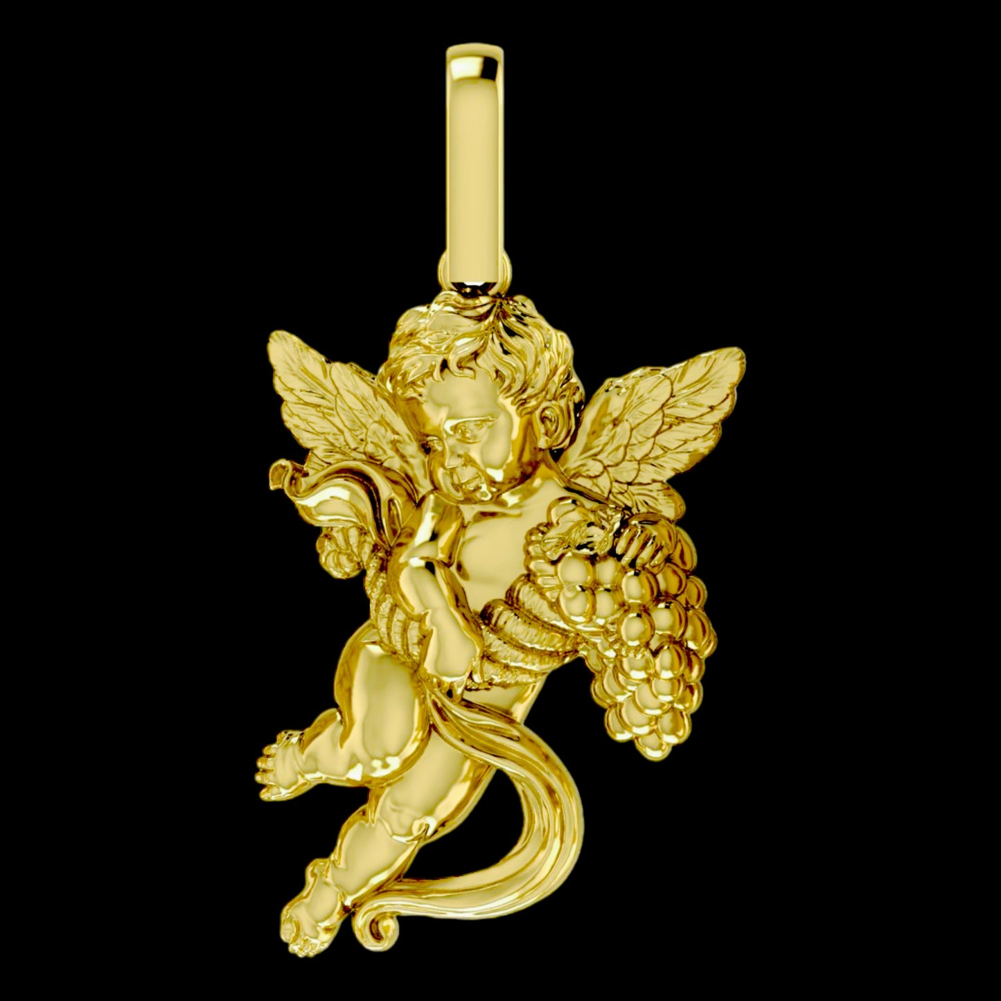 Solid Gold Cherub Angel Pendant Left