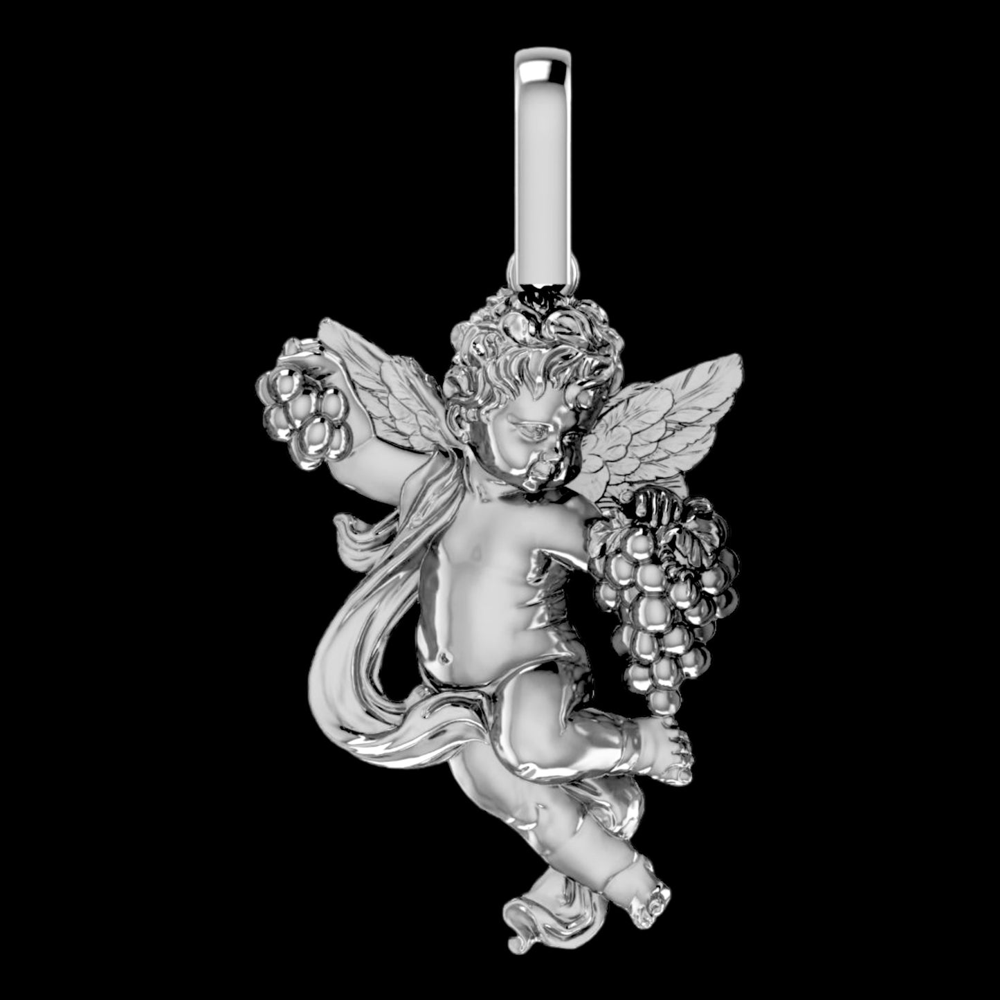 Solid Gold Cherub Angel Pendant Right